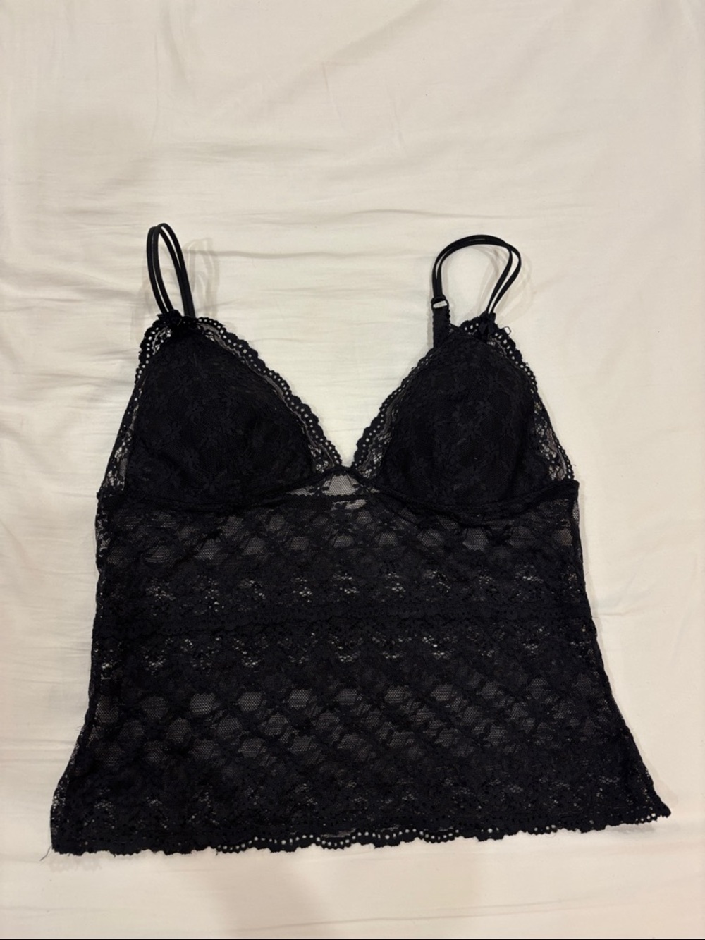 Delicate Black Lace Camisole with Adjustable Straps